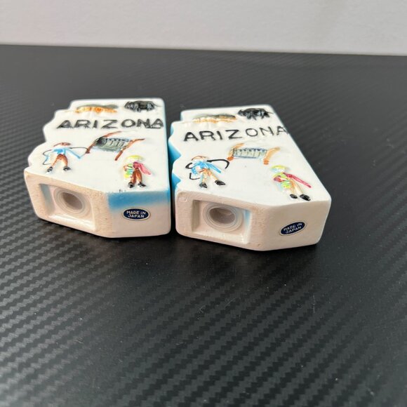 Vintage Arizona State Shaped Ceramic Salt & Pepper Shakers Made In Japan - Picture 5 of 11